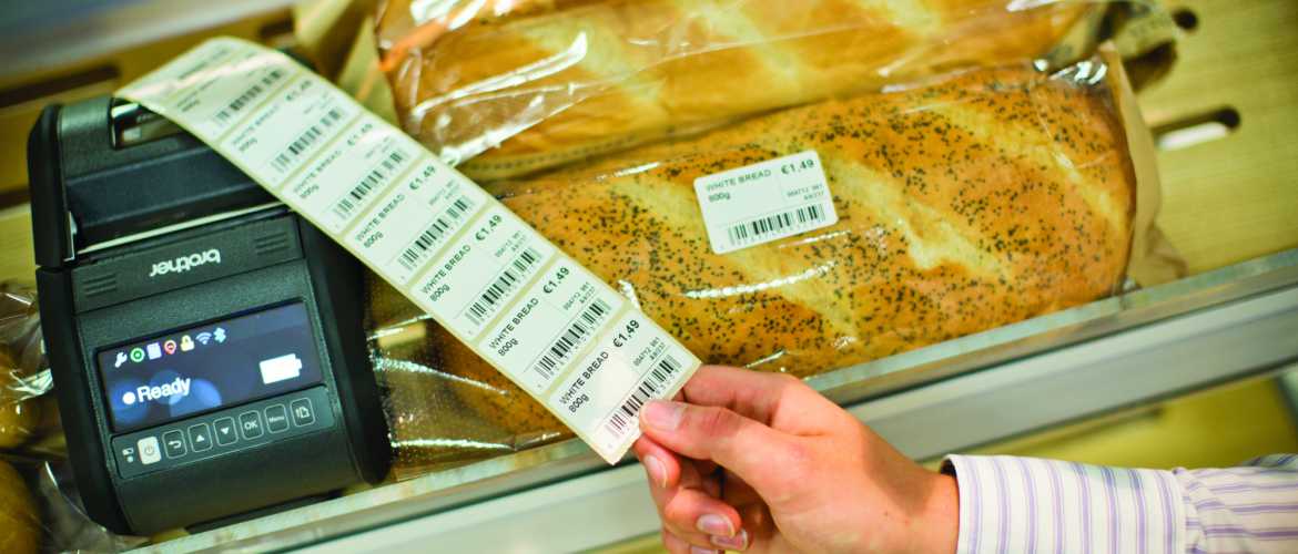 Impresión de etiquetas adhesivas con codigo de barras en panadería